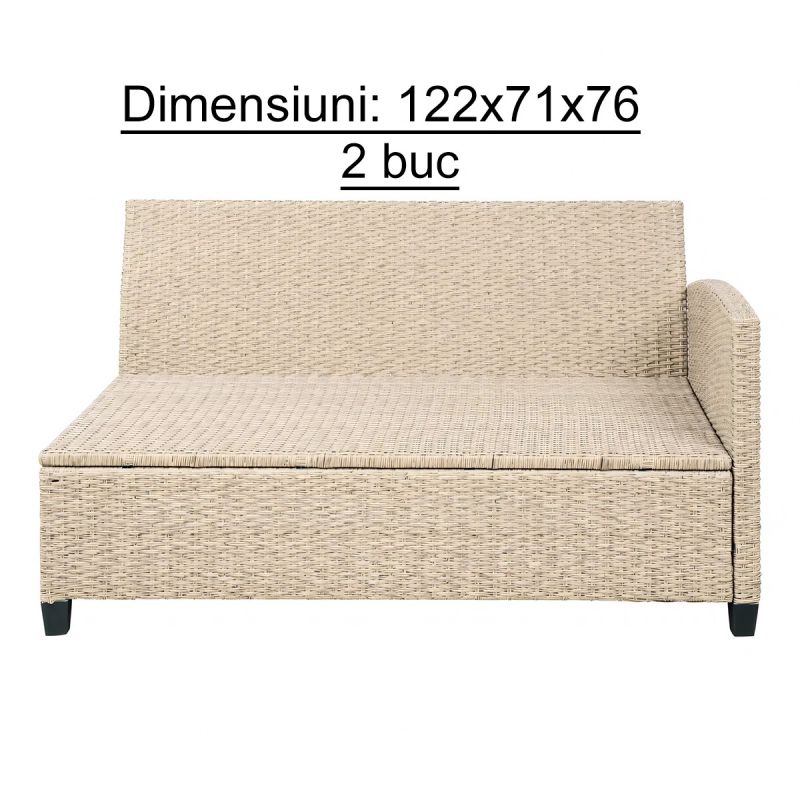 Set mobilier terasa sau gradina, canapea, 2 bancute si masa patrata, poliratan, Santorini