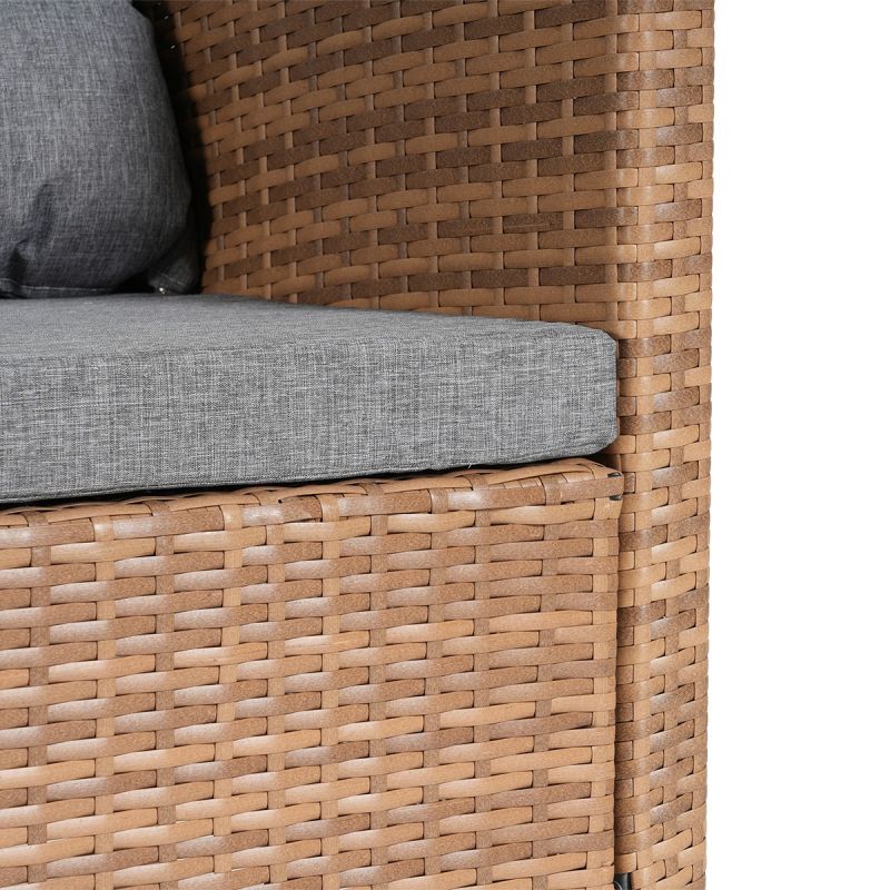 Set mobilier, terasa sau gradina, canapea, fotoliu, banca + masa cu blat de sticla, perne incluse, poliratan, Bali