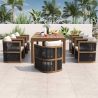Set mobilier, terasa sau gradina, masa 150 cm + 6 scaune, lemn de Tec, impletitura tip funie, perne incluse, Gardenia