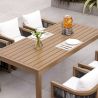 Set mobilier, terasa sau gradina, masa 150 cm + 6 scaune, lemn de Tec, impletitura tip funie, perne incluse, Gardenia