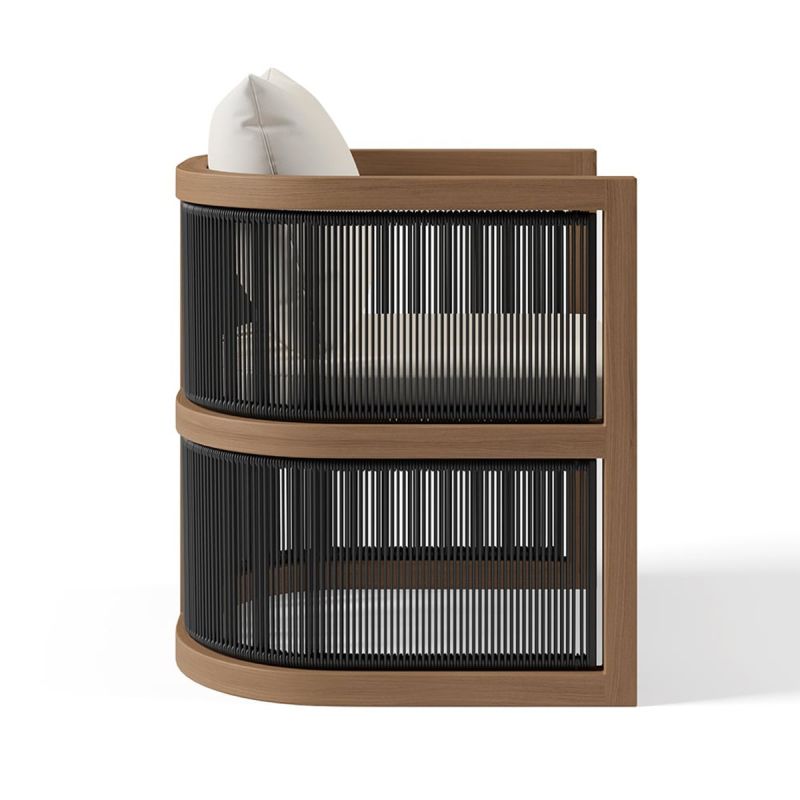 Set mobilier, terasa sau gradina, masa 150 cm + 6 scaune, lemn de Tec, impletitura tip funie, perne incluse, Gardenia