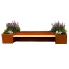 Jardiniera, cu banca integrata din lemn, otel corten de 2 mm, dimensiuni: 300x95x44 cm, FloraStep