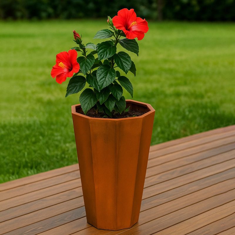 Jardiniera octagonala, otel corten de 2 mm, dimensiuni 60x60x90 cm, Flora