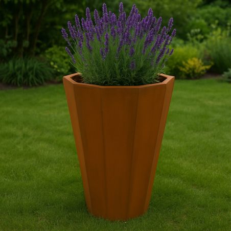 Jardiniera octagonala, otel corten de 2 mm, dimensiuni 60x60x90 cm, Flora