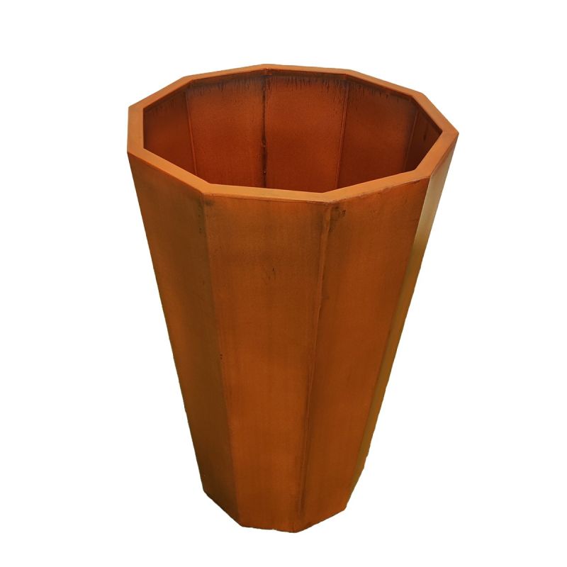 Jardiniera octagonala, otel corten de 2 mm, dimensiuni 60x60x90 cm, Flora