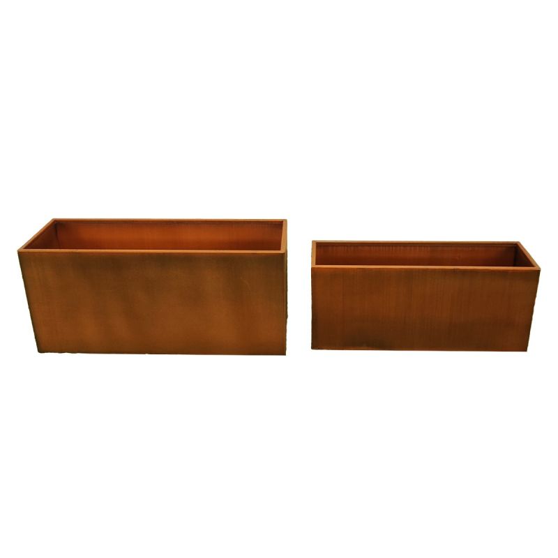 Jardiniera dreptunghiulara, otel corten de 2 mm, dimensiuni: 100x30x45 sau 120x40x55 cm, Bloom