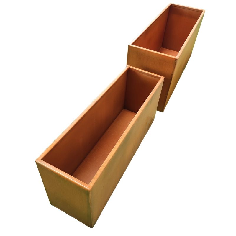 Jardiniera dreptunghiulara, otel corten de 2 mm, dimensiuni: 100x30x45 sau 120x40x55 cm, Bloom