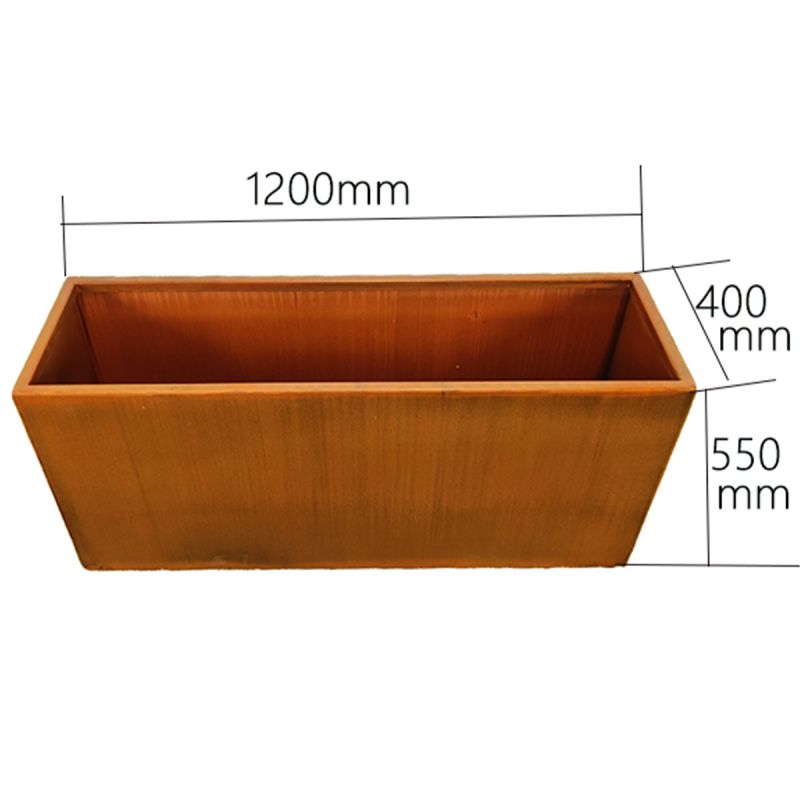Jardiniera dreptunghiulara, otel corten de 2 mm, dimensiuni: 100x30x45 sau 120x40x55 cm, Bloom