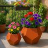 Jardiniera poligonala, otel corten de 2 mm, diametru 38-55 cm, FlorArt