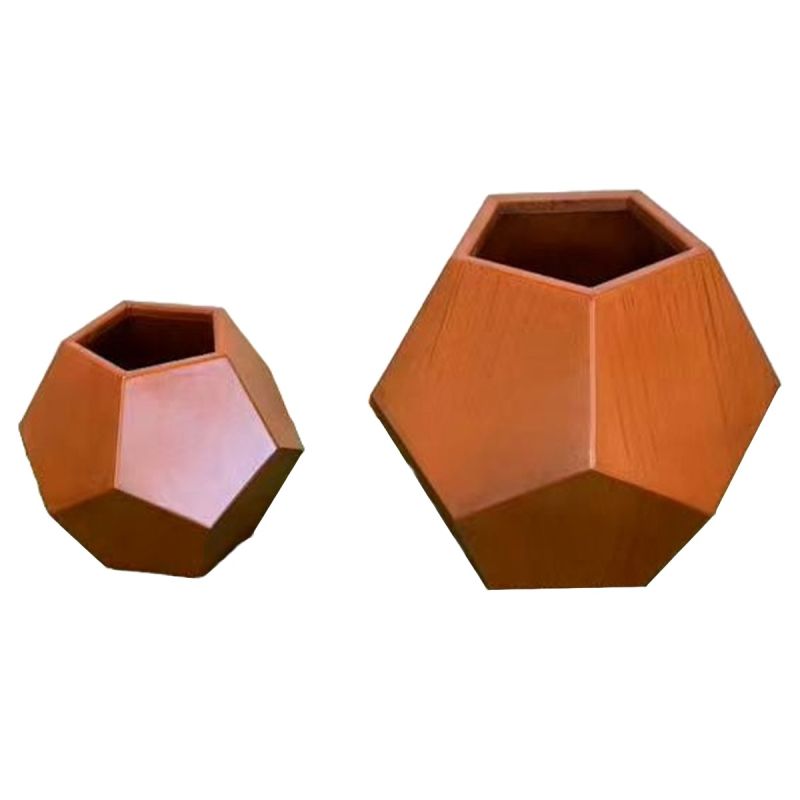 Jardiniera poligonala, otel corten de 2 mm, diametru 38-55 cm, FlorArt