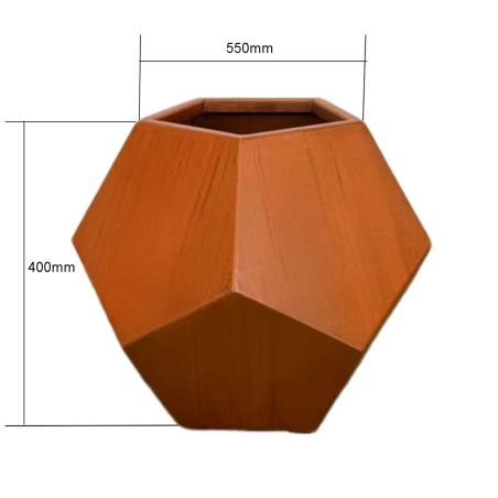 Jardiniera poligonala, otel corten de 2 mm, diametru 38-55 cm, FlorArt