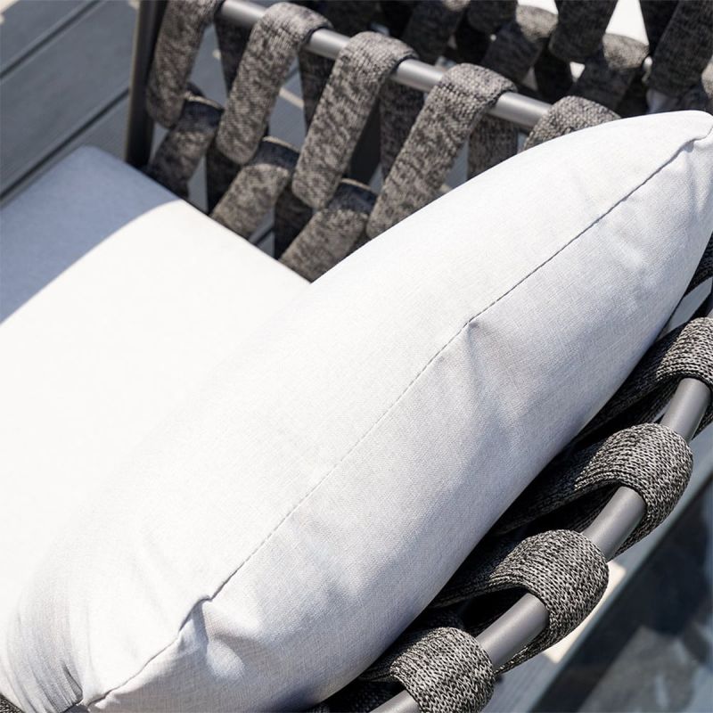 Set mobilier terasa sau gradina, 8 scaune, masa extensibila, aluminiu si impletitura tip funie, Riga