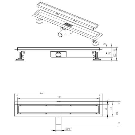 Rigola de dus Sifon 360°, Auriu Mat, otel SS304, dimensiuni: 60 sau 80 cm, Elegro