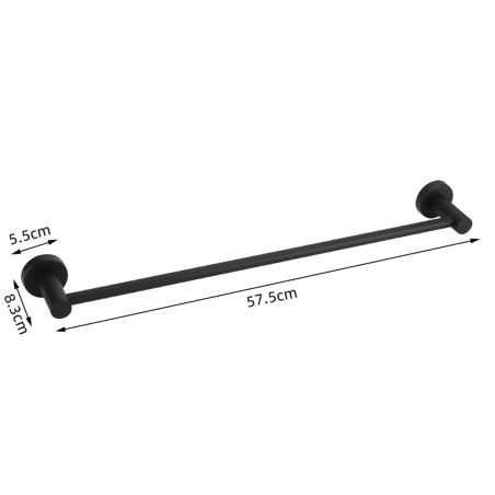 Suport prosoape, 57.5 cm, Negru Mat, otel, design modern, Velvet