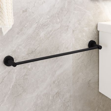 Suport prosoape, 57.5 cm, Negru Mat, otel, design modern, Velvet