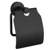 Suport hartie igienica cu clapeta, Negru Mat, otel, design modern, Velvet
