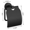 Suport hartie igienica cu clapeta, Negru Mat, otel, design modern, Velvet