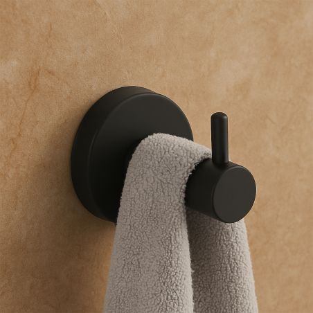 Suport prosoape, Negru Mat, otel, design modern, Velvet