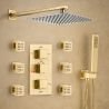 Sistem de dus cu termostat, 6 duze de masaj, montaj incastrat in perete, Alama, Auriu Mat, Vento Sistem de dus cu termostat, 6 duze de masaj, montaj incastrat in perete, Alama, Auriu Mat, Vento