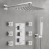 Sistem de dus cu termostat, 6 duze de masaj, montaj incastrat in perete, Alama, Crom, Vento