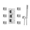 Sistem de dus cu termostat, 6 duze de masaj, montaj incastrat in perete, Alama, Crom, Vento