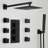 Sistem de dus cu termostat, 6 duze de masaj, montaj incastrat in perete, Alama, Negru, Vento Sistem de dus cu termostat, 6 duze de masaj, montaj incastrat in perete, Alama, Negru, Vento