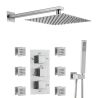 Sistem de dus cu termostat, 6 duze de masaj, montaj incastrat in perete, Alama, Crom, Vento