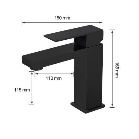 Baterie lavoar, perlator, montaj pe lavoar, Negru Mat, Mira