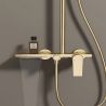 Sistem de dus, pipa de cada tip cascada, 3 functii, suport obiecte, montaj pe perete, Auriu Mat, Divina