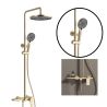 Sistem de dus, pipa de cada tip cascada, 3 functii, suport obiecte, montaj pe perete, Auriu Mat, Divina