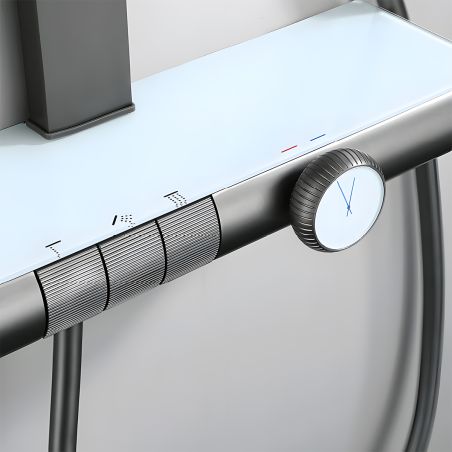 Sistem de dus, baterie Piano Keys, suport obiecte, pipa de cada tip cascada, 3 functii, Auriu Mat, Vivo