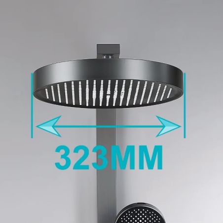 Sistem de dus, baterie Piano Keys, suport obiecte, pipa de cada tip cascada, 3 functii, Negru Mat, Vivo