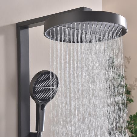 Sistem de dus cu termostat, afisaj Led temperatura, suport obiecte, 3 functii, suport, Gun Grey, Prisma