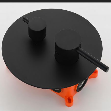 Sistem de dus, Negru Mat, 2 functii, otel, baterie incastrata cu monocomanda, Fino