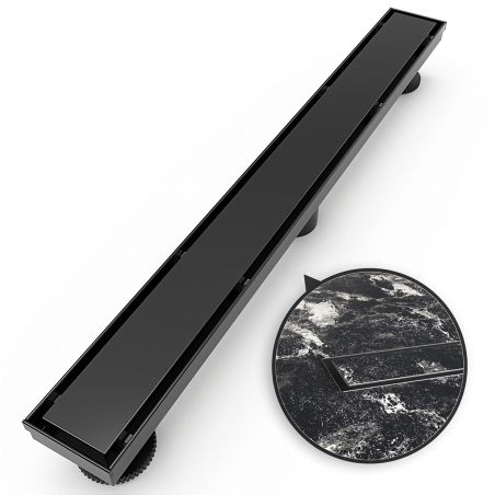 Rigola de dus, Sifon 360°, Negru Mat, otel SS304, dimensiuni: 60 sau 80 cm, Elegro