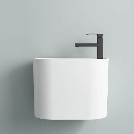 Lavoar, montaj suspendat, Alb Lucios, 50x28 cm, cu gaura de baterie, Siena