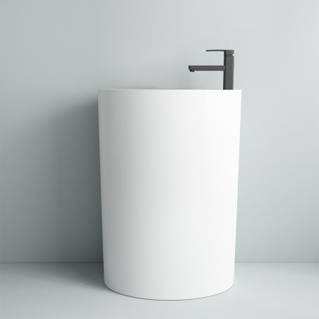 Lavoar stativ, freestanding, Alb Lucios, 61x39x85 cm, cu gaura de baterie, Imperia