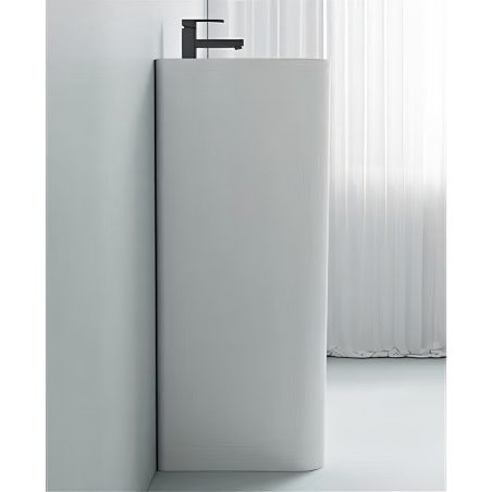 Lavoar stativ, freestanding, Alb Lucios, 45x36x85 cm, cu gaura de baterie, Colona