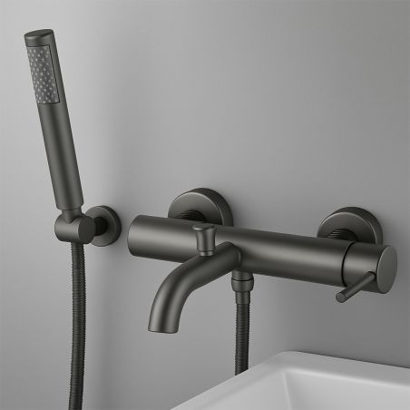 Baterie de cada, montaj pe perete, otel, dus de mana, Gun grey, Fino