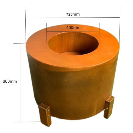 Vatra de foc, semineu otel corten, dia 72 x H 60 cm, Aurora