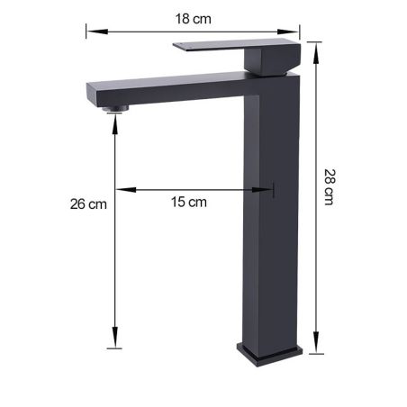 Baterie lavoar, perlator, montaj pe blat, Negru Mat, inaltime 28 cm, Mira