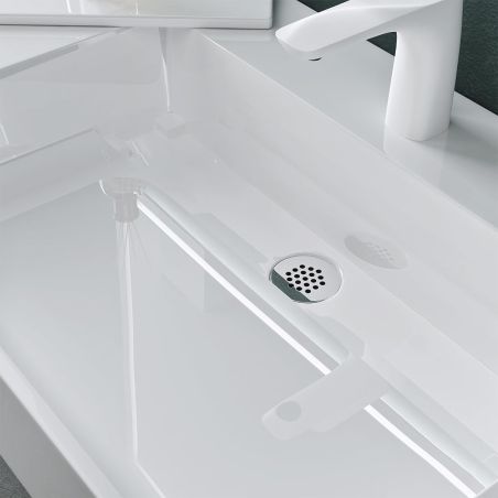 Lavoar EGO 12 , Alb, 120x48 cm, compozit marmura, montaj pe blat sau suspendat, scurgere mascata