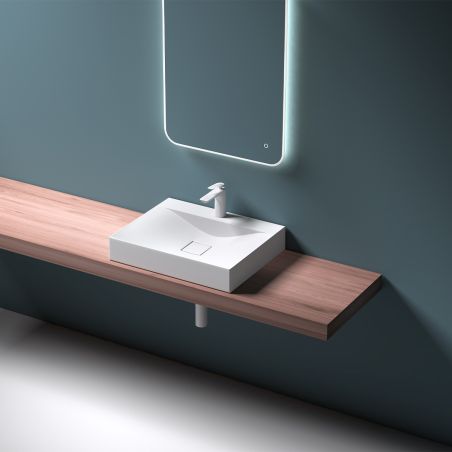 Lavoar EGO 810, Alb, lucios, 60, 80 sau 100 x 48 cm, montaj pe blat sau suspendat, compozit marmura