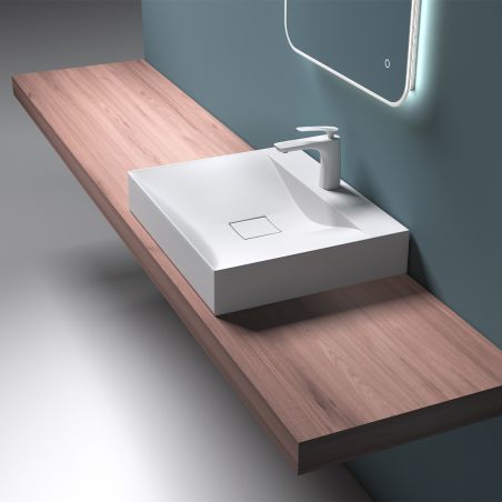 Lavoar EGO 810, Alb, lucios, 60, 80 sau 100 x 48 cm, montaj pe blat sau suspendat, compozit marmura