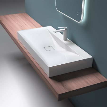 Lavoar EGO 810, Alb, lucios, 60, 80 sau 100 x 48 cm, montaj pe blat sau suspendat, compozit marmura