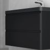 Mobilier baie din Mdf cu lavoar din compozit, separatoare sertare, inchidere Soft-Close, 60x42x55 cm, Negru Mat, Verona