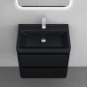 Mobilier baie din Mdf cu lavoar din compozit, separatoare sertare, inchidere Soft-Close, 60x42x55 cm, Negru Mat, Verona