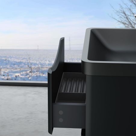 Mobilier baie, Mdf cu lavoar din compozit, separatoare sertare, Soft-Close, dimensiune de 60 sau 90 cm, Negru Mat, Trieste