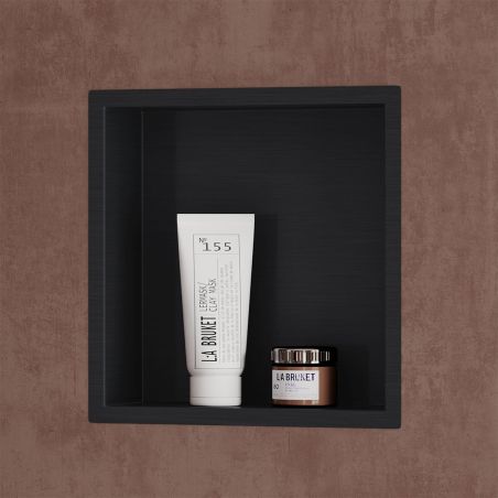 Nisa de dus, raft incastrat in perete, otel, 30x30 sau 60x30, Negru Mat, Flux