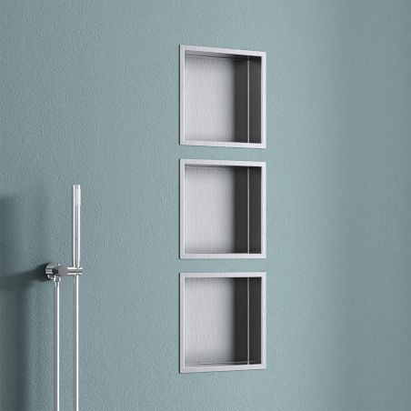Nisa de dus, raft incastrat in perete, otel, 30x30 sau 60x30, Crom, Flux